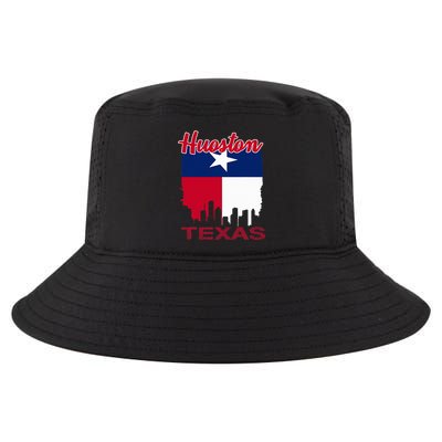 Houston Texas Skyline Vintage Houston Texas Flag Cool Comfort Performance Bucket Hat