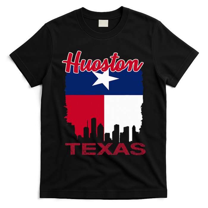 Houston Texas Skyline Vintage Houston Texas Flag T-Shirt