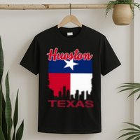 Houston Texas Skyline Vintage Houston Texas Flag T-Shirt