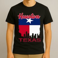Houston Texas Skyline Vintage Houston Texas Flag T-Shirt