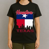 Houston Texas Skyline Vintage Houston Texas Flag T-Shirt