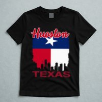 Houston Texas Skyline Vintage Houston Texas Flag T-Shirt