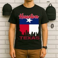 Houston Texas Skyline Vintage Houston Texas Flag T-Shirt
