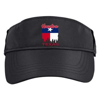 Houston Texas Skyline Vintage Houston Texas Flag Adult Drive Performance Visor