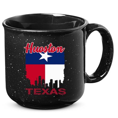 Houston Texas Skyline Vintage Houston Texas Flag 15oz Campfire Ceramic Mug