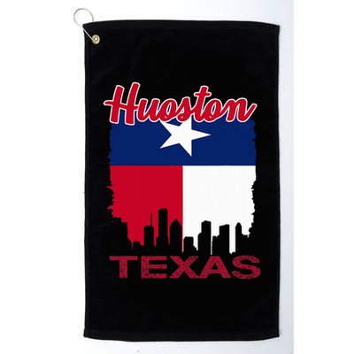 Houston Texas Skyline Vintage Houston Texas Flag Golf Towel