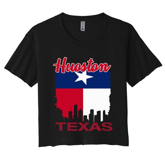 Houston Texas Skyline Vintage Houston Texas Flag Crop Top