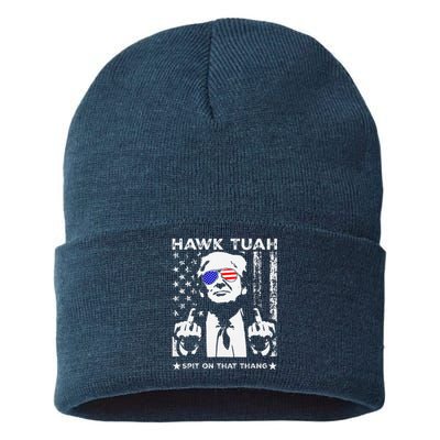 Hawk Tush Spit On That Thing Funny Sustainable Knit Beanie