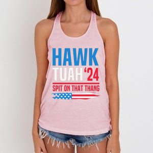 Hawk Tush Spit On That Thing Presidential Candidate Parody Women's Knotted Racerback Tank