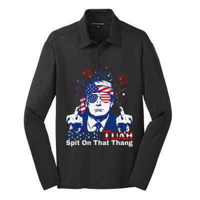 Hawk Tush Spit On That Thing Presidential Candidate Parody Silk Touch Performance Long Sleeve Polo