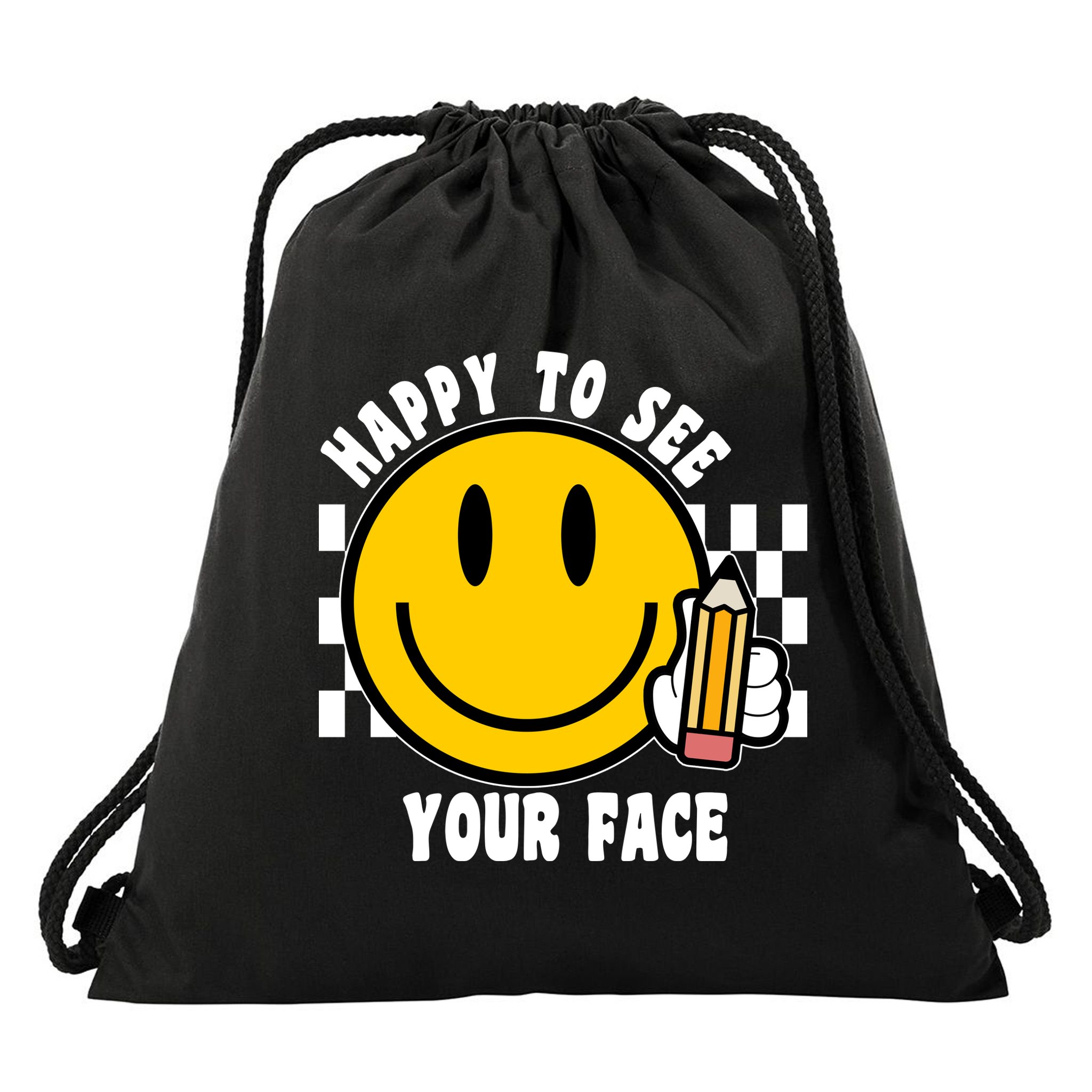 Happy To See Your Face School Drawstring Bag