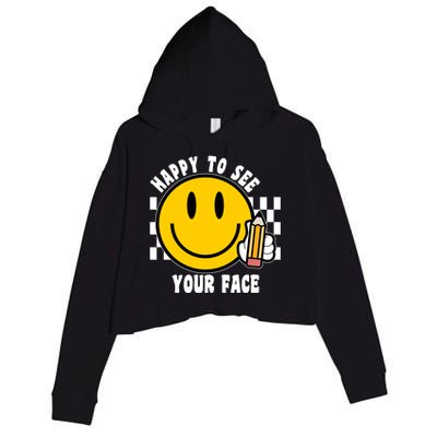 Happy To See Your Face School Crop Fleece Hoodie