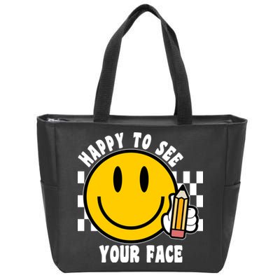 Happy To See Your Face School Zip Tote Bag