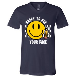 Happy To See Your Face School V-Neck T-Shirt