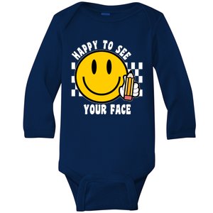 Happy To See Your Face School Baby Long Sleeve Bodysuit