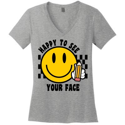 Happy To See Your Face School Women's V-Neck T-Shirt