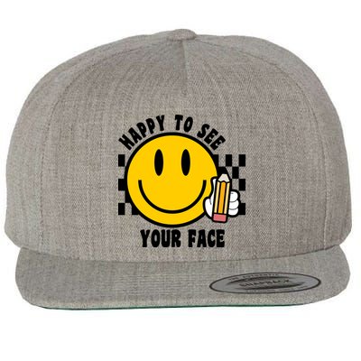 Happy To See Your Face School Wool Snapback Cap