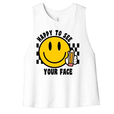 Happy To See Your Face School Women's Racerback Cropped Tank