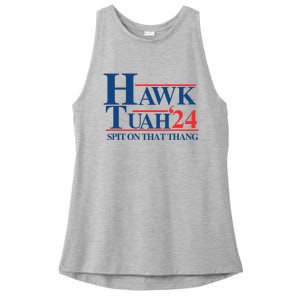 Hawk Tush Spit On That Thang Viral Election President 2024 Ladies PosiCharge Tri-Blend Wicking Tank