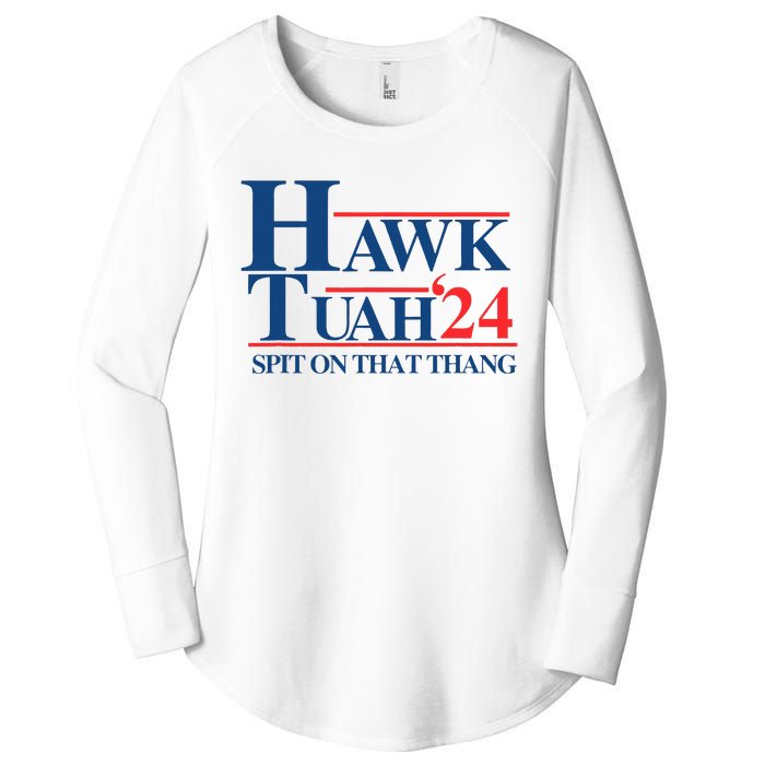 Hawk Tush Spit On That Thang Viral Election President 2024 Women's Perfect Tri Tunic Long Sleeve Shirt