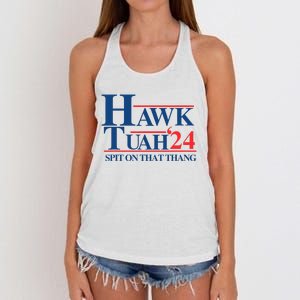 Hawk Tush Spit On That Thang Viral Election President 2024 Women's Knotted Racerback Tank