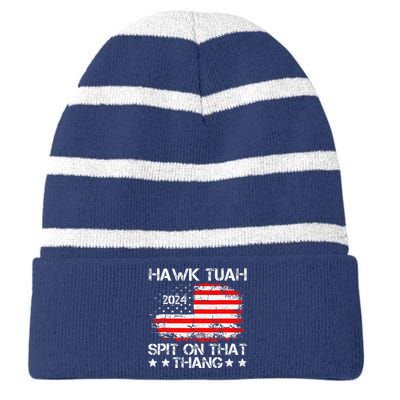 Hawk Tush Spit On That Thing Presidential Candidate Parody Striped Beanie with Solid Band