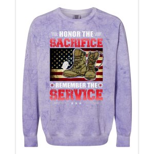 Honor The Sacrifice Remember The Service Veteran Great Gift Colorblast Crewneck Sweatshirt