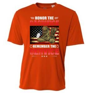 Honor The Sacrifice Remember The Service Veteran Great Gift Cooling Performance Crew T-Shirt