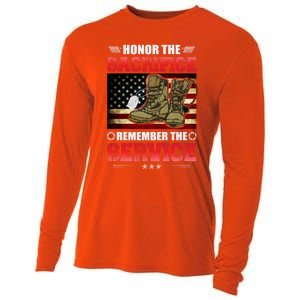 Honor The Sacrifice Remember The Service Veteran Great Gift Cooling Performance Long Sleeve Crew