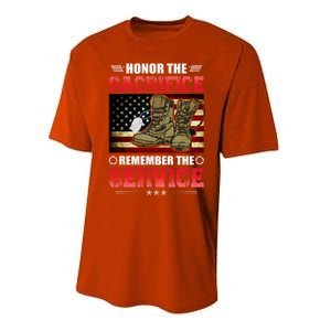 Honor The Sacrifice Remember The Service Veteran Great Gift Performance Sprint T-Shirt