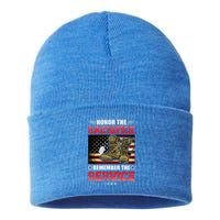 Honor The Sacrifice Remember The Service Veteran Great Gift Sustainable Knit Beanie