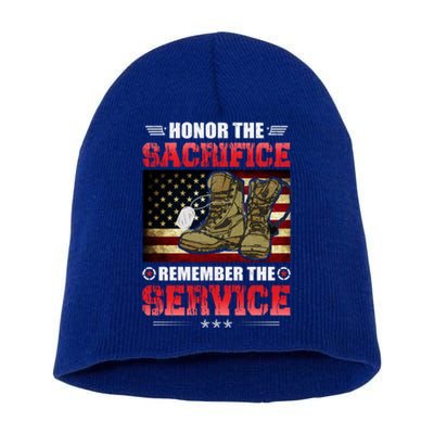 Honor The Sacrifice Remember The Service Veteran Great Gift Short Acrylic Beanie