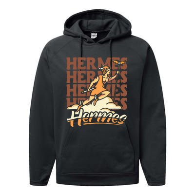 Hermes The Swiftfooted Greek God Of Commerce & Messages Performance Fleece Hoodie