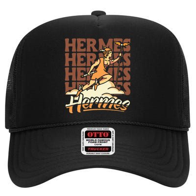 Hermes The Swiftfooted Greek God Of Commerce & Messages High Crown Mesh Back Trucker Hat