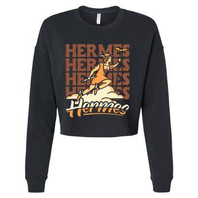 Hermes The Swiftfooted Greek God Of Commerce & Messages Cropped Pullover Crew