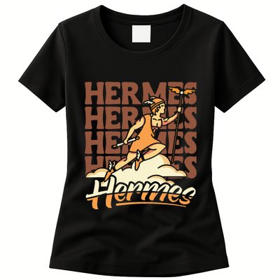 Hermes The Swiftfooted Greek God Of Commerce & Messages Womens T-Shirt