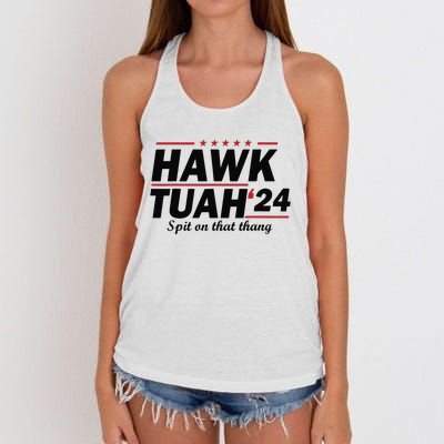 Hawk Tush Spit On That Thing Presidential Candidate Parody Women's Knotted Racerback Tank