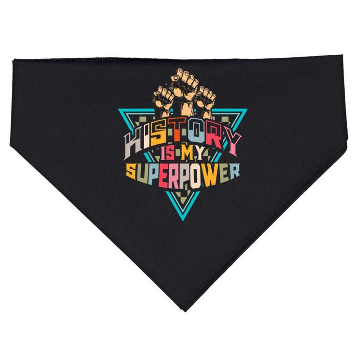 History Teacher Superpower Funny Historian Social Studies USA-Made Doggie Bandana