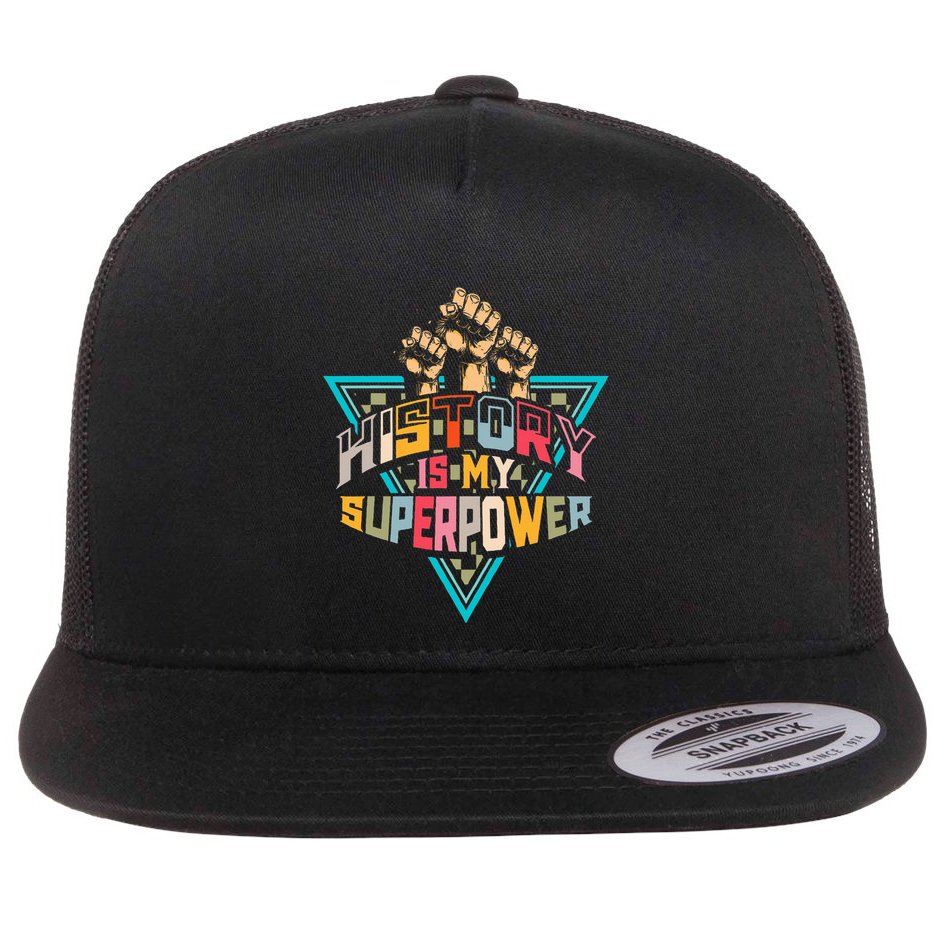 History Teacher Superpower Funny Historian Social Studies Flat Bill Trucker Hat