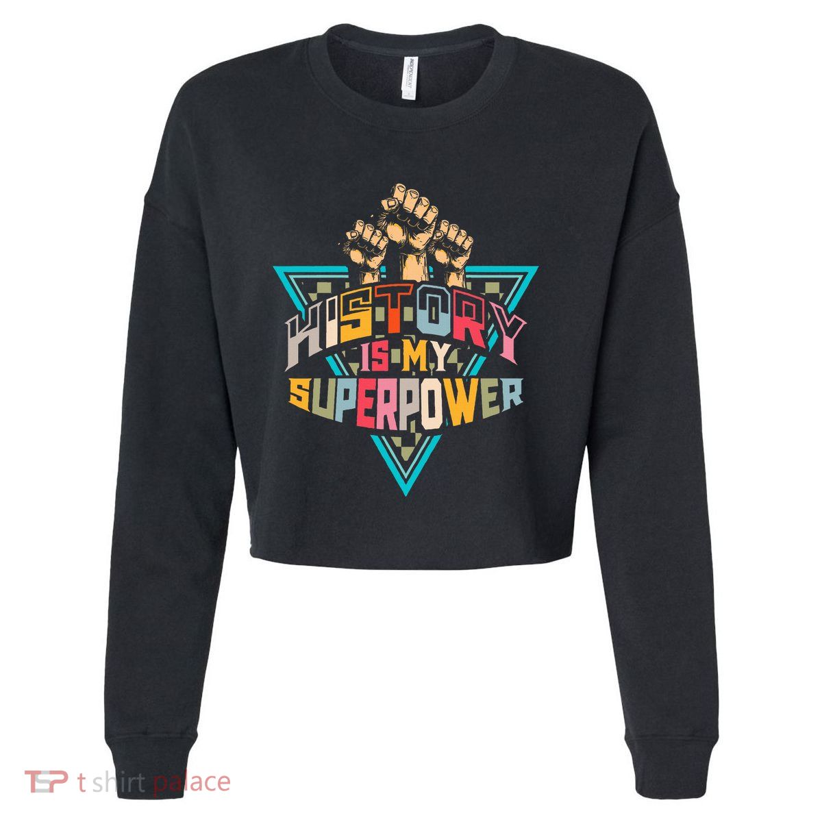 History Teacher Superpower Funny Historian Social Studies Cropped Pullover Crew