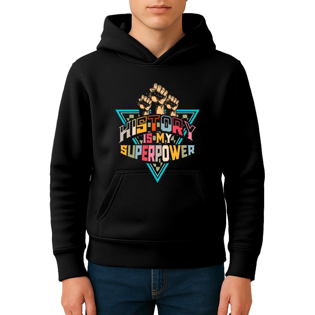 History Teacher Superpower Funny Historian Social Studies Kids Hoodie