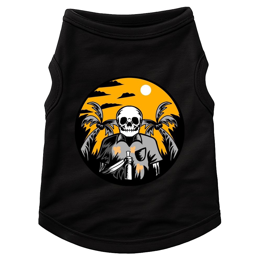 Hawaiian Tropical Skull Skelton Scary Knife Doggie Tank