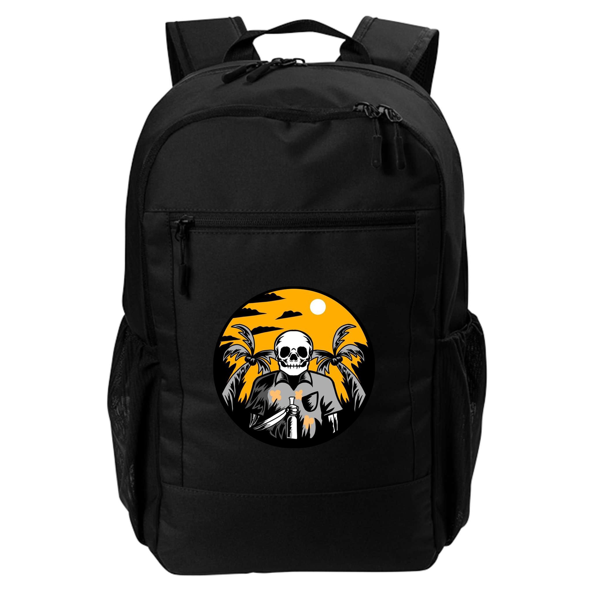 Hawaiian Tropical Skull Skelton Scary Knife Backpack