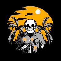 Hawaiian Tropical Skull Skelton Scary Knife Button
