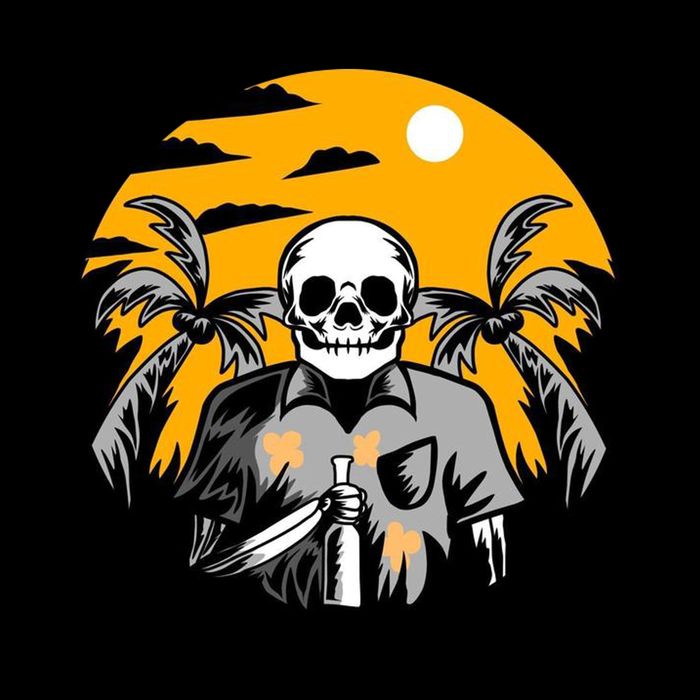 Hawaiian Tropical Skull Skelton Scary Knife Button