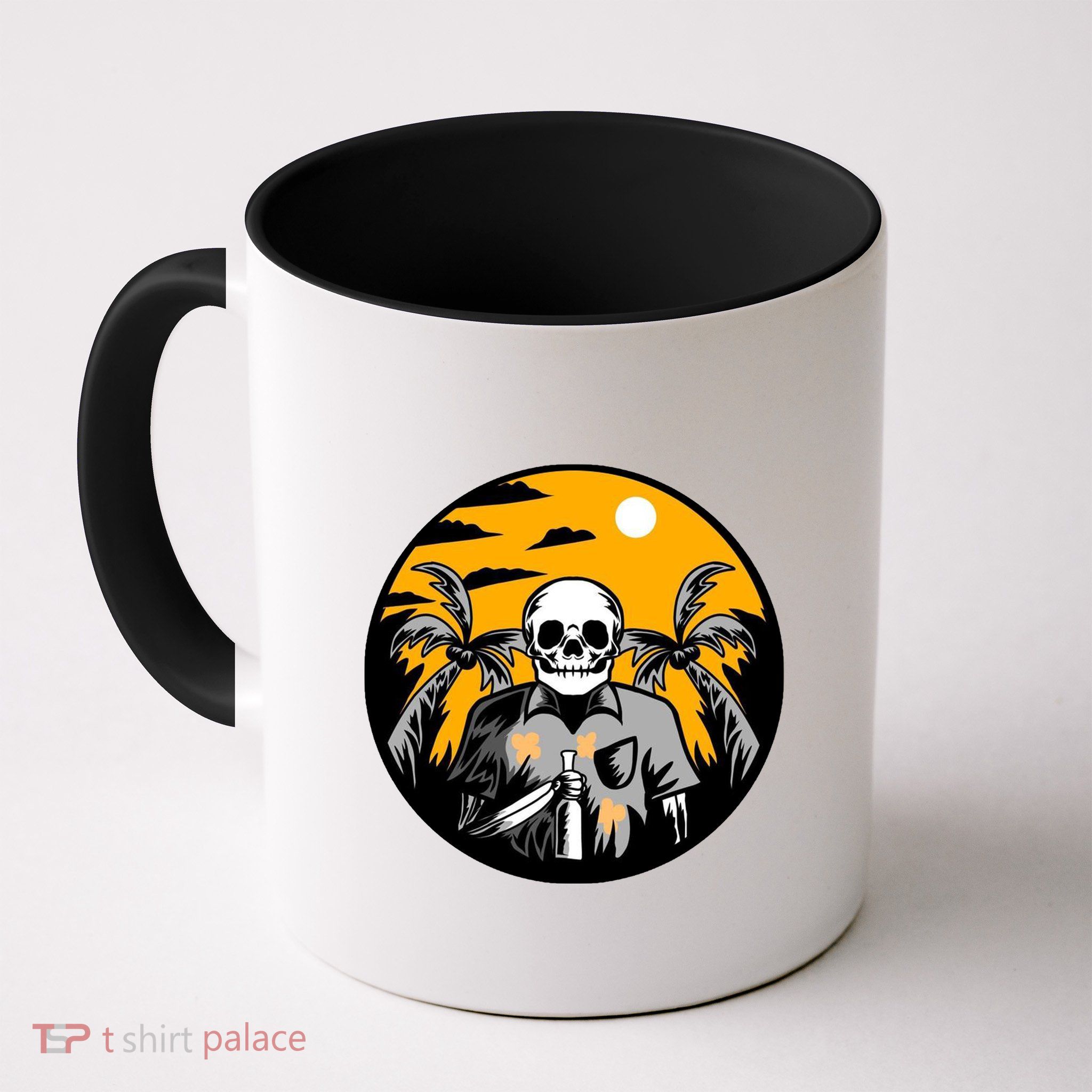 Hawaiian Tropical Skull Skelton Scary Knife Mug