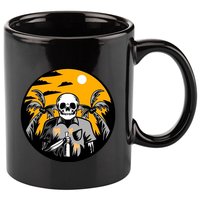 Hawaiian Tropical Skull Skelton Scary Knife 11oz C Handle Ceramic Mug