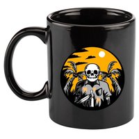 Hawaiian Tropical Skull Skelton Scary Knife 11oz C Handle Ceramic Mug