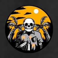 Hawaiian Tropical Skull Skelton Scary Knife 11oz C Handle Ceramic Mug