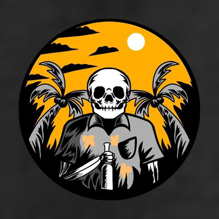 Hawaiian Tropical Skull Skelton Scary Knife 11oz C Handle Ceramic Mug